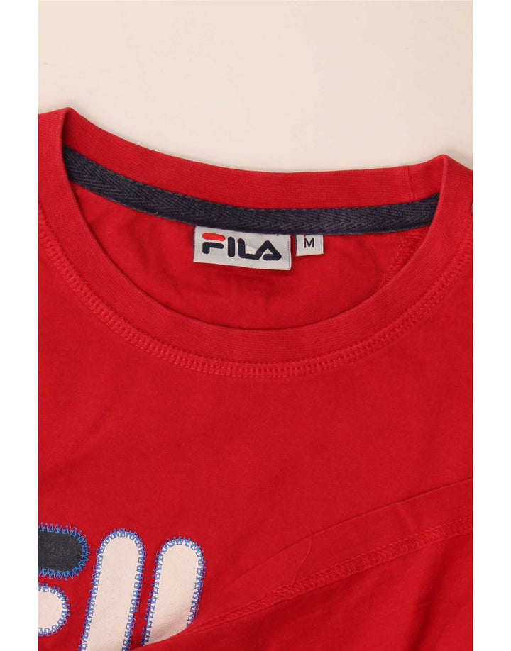Fila Herren Grafik T-Shirt Top Mittelrot Farbblock