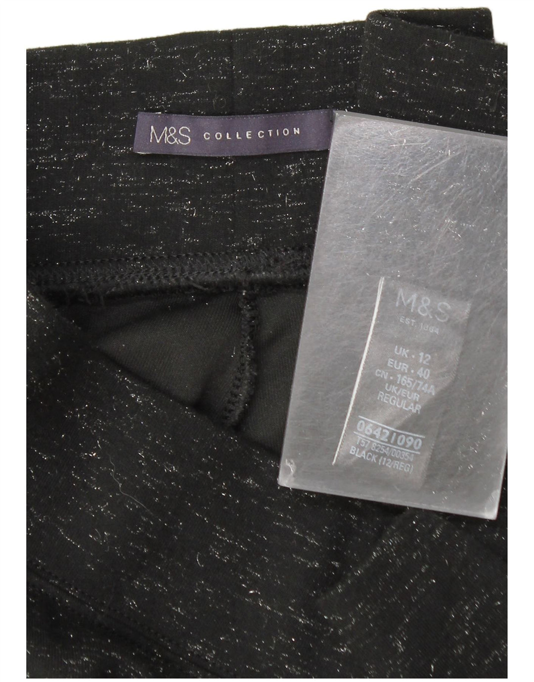 Marks & Spencer Damen Leggings UK 12 Medium W28 L27 Schwarz meliert