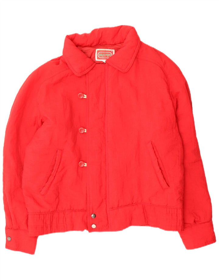 Vintage Damen Übergroße gepolsterte Jacke UK 10 Kleines rotes Nylon