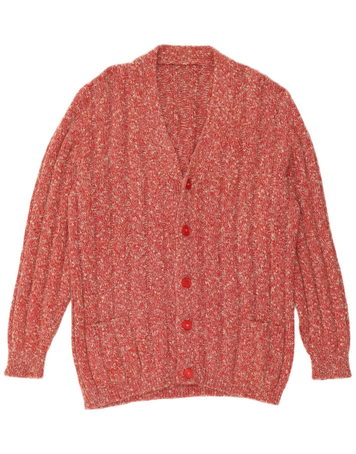 Vintage Herren-Cardigan-Pullover, groß, rot gefleckt