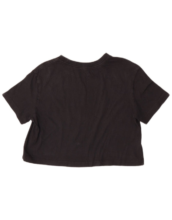 Nike Damen Crop Graphic T-Shirt Top UK 10 Small Schwarz Baumwolle