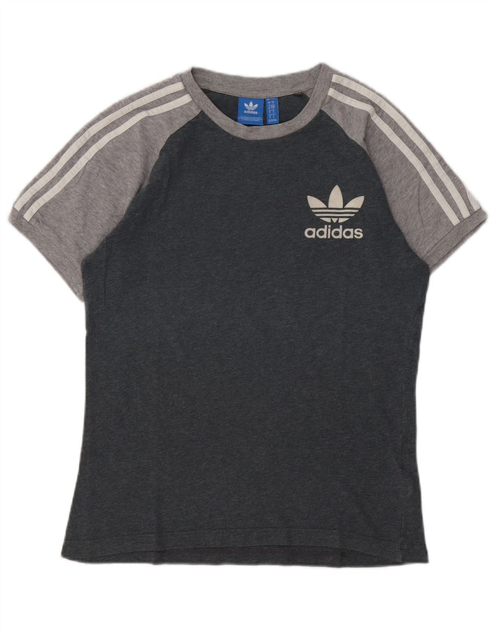 Adidas Herren T-Shirt Top Small Grau Colourblock Baumwolle