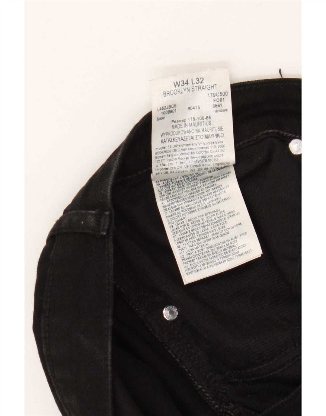 Lee Herren Brooklyn Straight Jeans W34 L32 Schwarze Baumwolle
