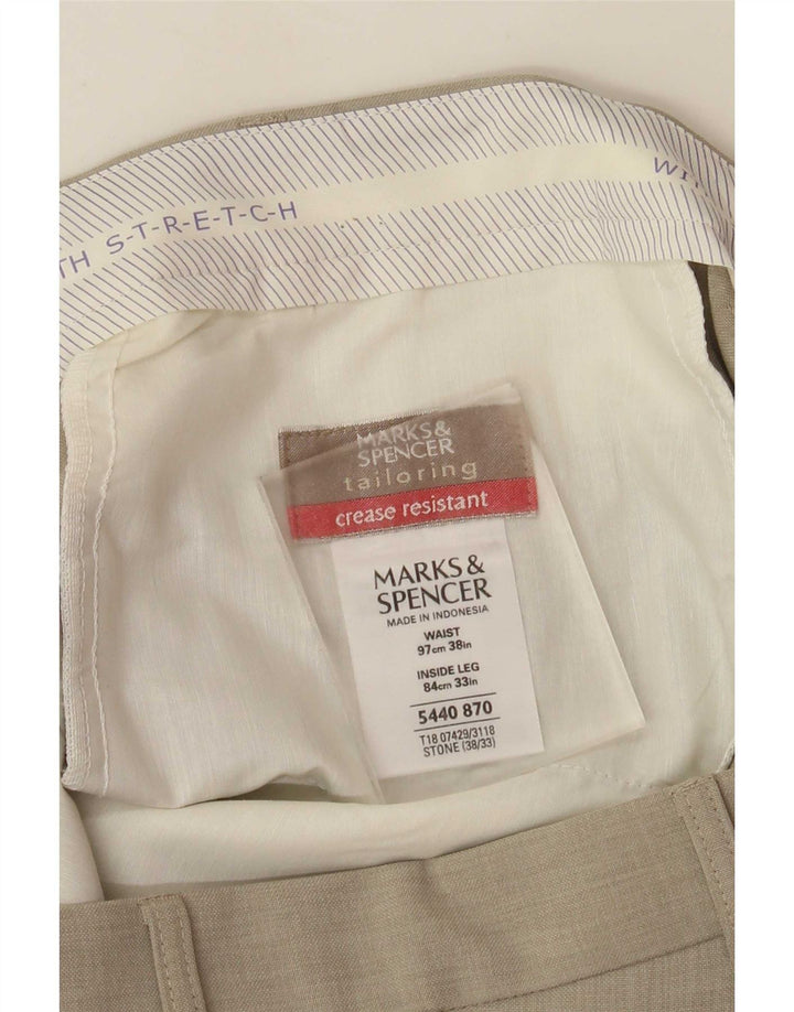 Gerade Herren-Anzughose von Marks & Spencer, W38, L30, Beige, Polyester