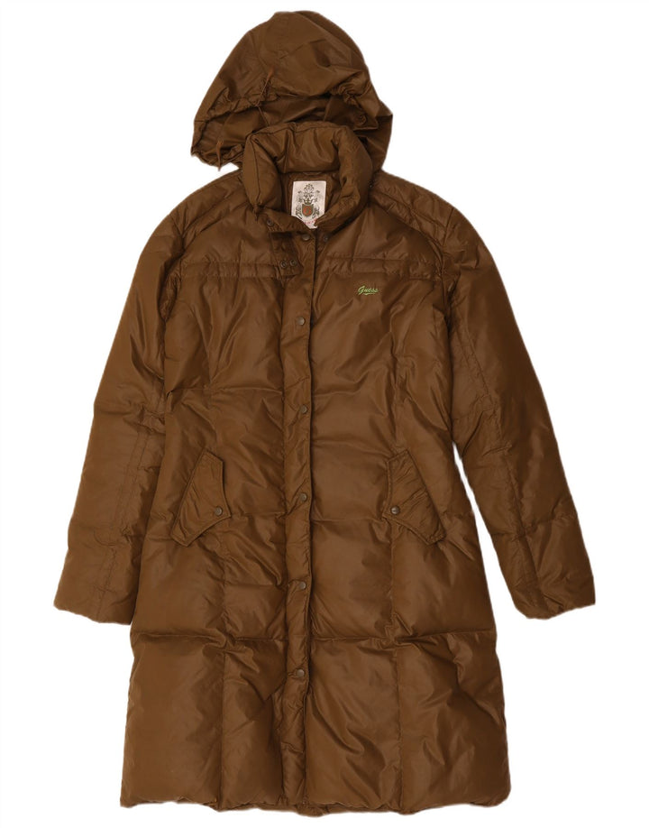 Guess Wattierter Damenmantel mit Kapuze, UK 14, Medium Khaki, Polyamid
