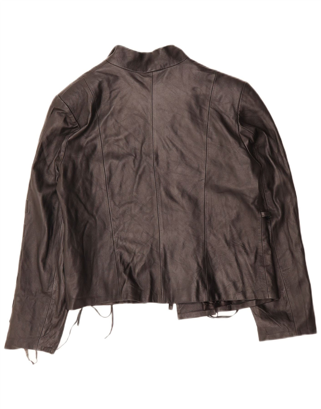 VINTAGE Damen Lederjacke IT 44 Medium Schwarz