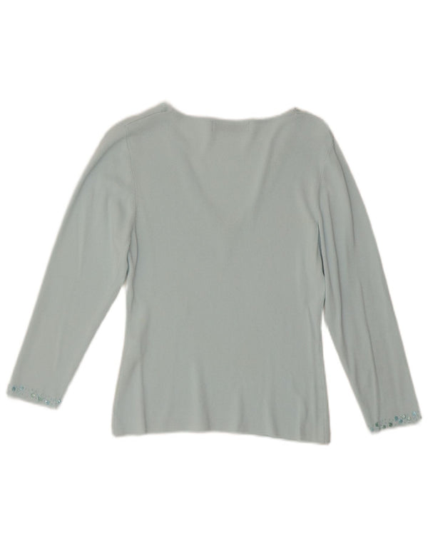 Zara Damen-Top, 3/4-Ärmel, groß, Türkis, Viskose
