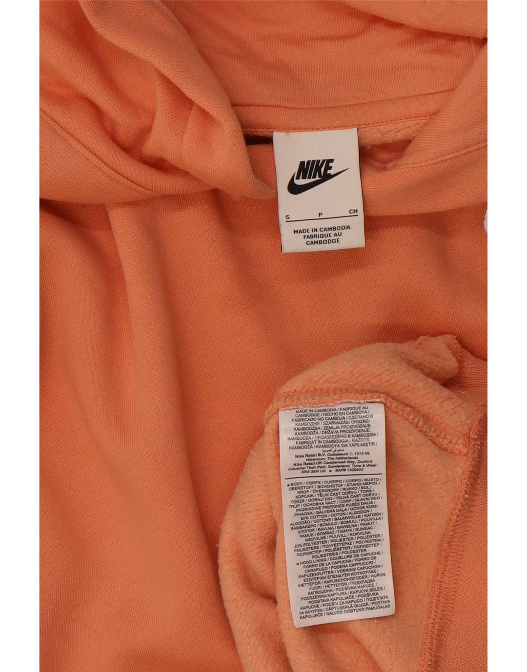 Nike Herren Kapuzenpullover, Größe S, Orange, Baumwolle