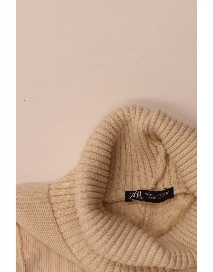 Zara Damen Weste Tank Top UK 10 Small Beige Polyester