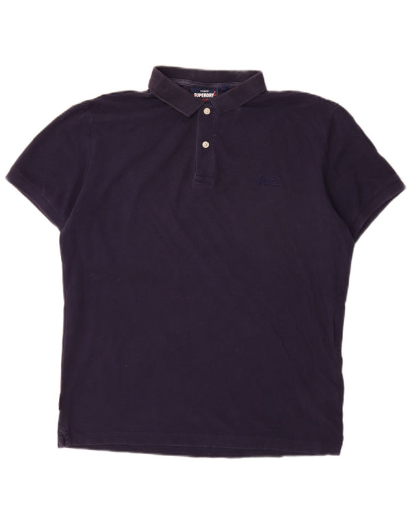 SUPERDRY Herren-Poloshirt, große marineblaue Baumwolle