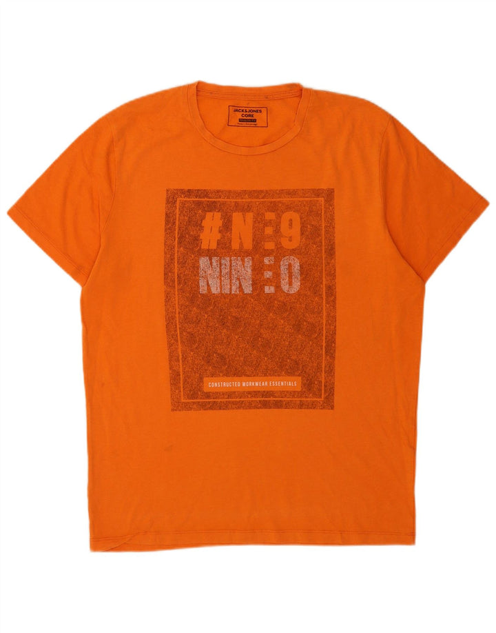 Jack & Jones Herren-T-Shirt mit normaler Passform, Grafik, Größe L, Orange