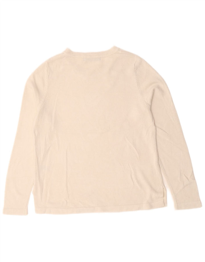 Marks & Spencer Damen-Pullover mit Rundhalsausschnitt, UK 12, Mittelweiß, Acryl
