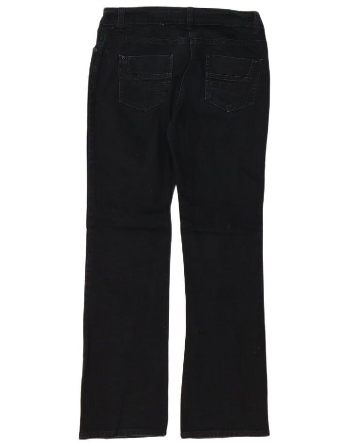 Marks & Spencer Damen Slim Bootcut Jeans UK 12 Medium W32 L30 Schwarze Baumwolle