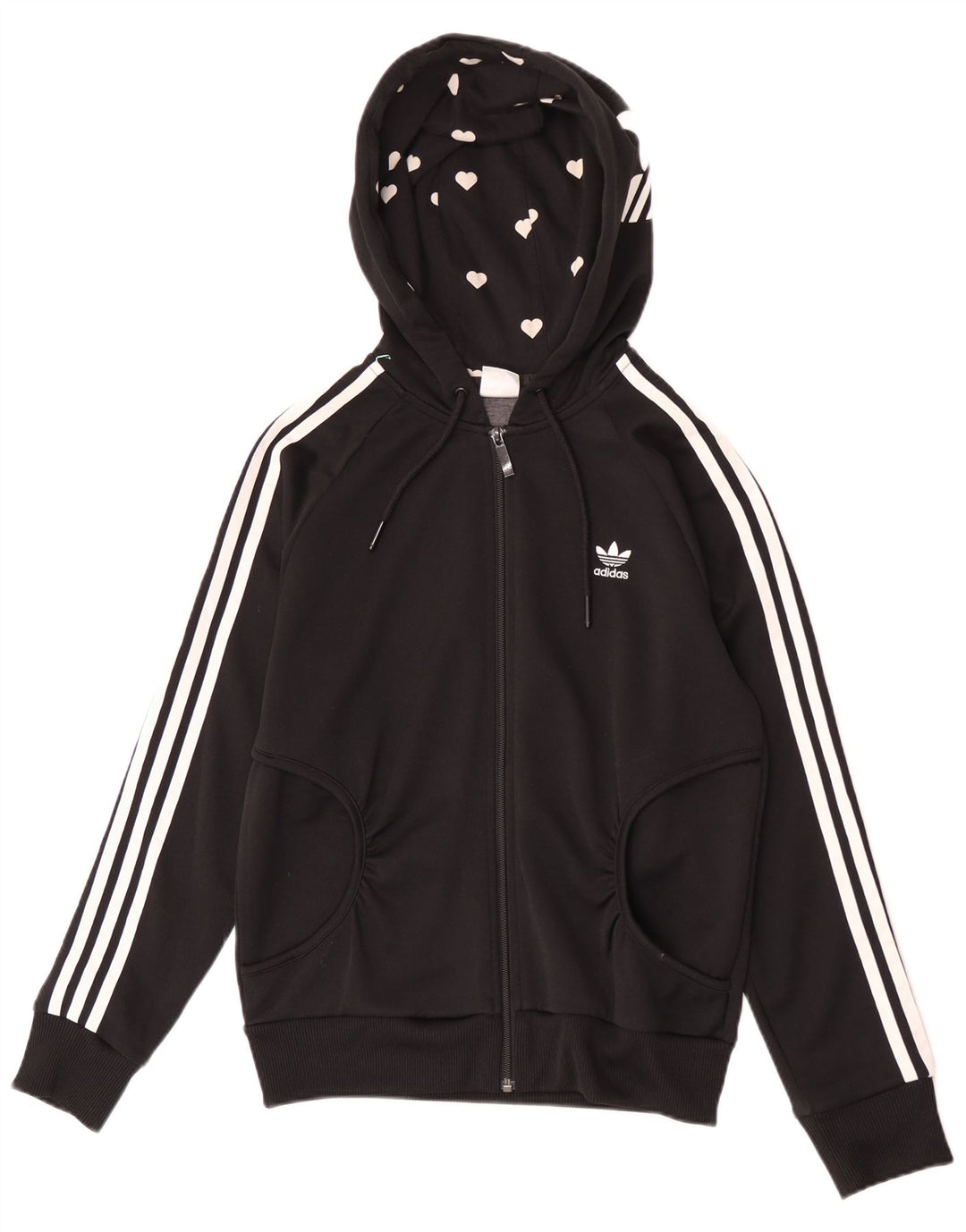 Adidas Damen Graphic Zip Hoodie Pullover IT 40 Small Schwarz Polyester