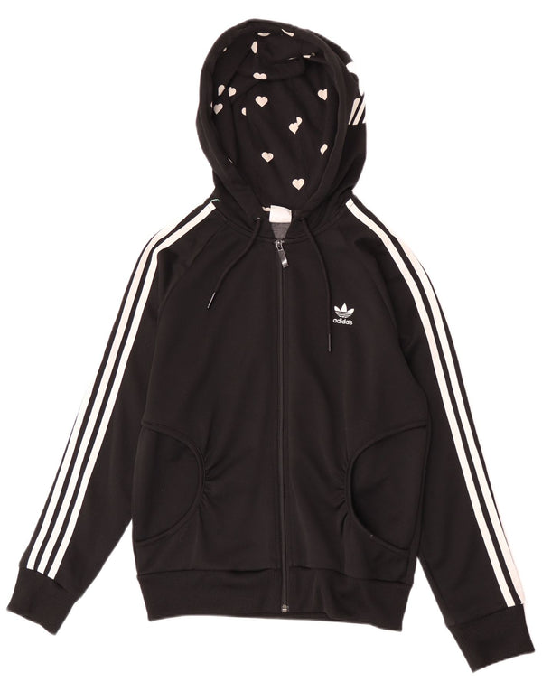 Adidas Damen Graphic Zip Hoodie Pullover IT 40 Small Schwarz Polyester