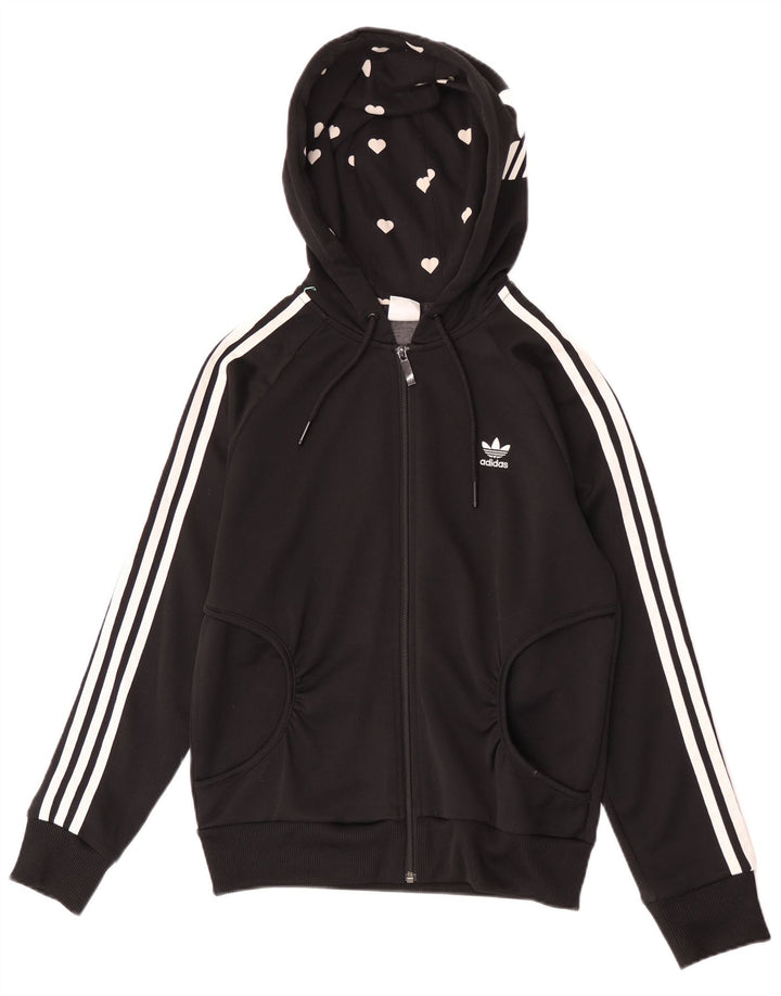 Adidas Damen Graphic Zip Hoodie Pullover IT 40 Small Schwarz Polyester