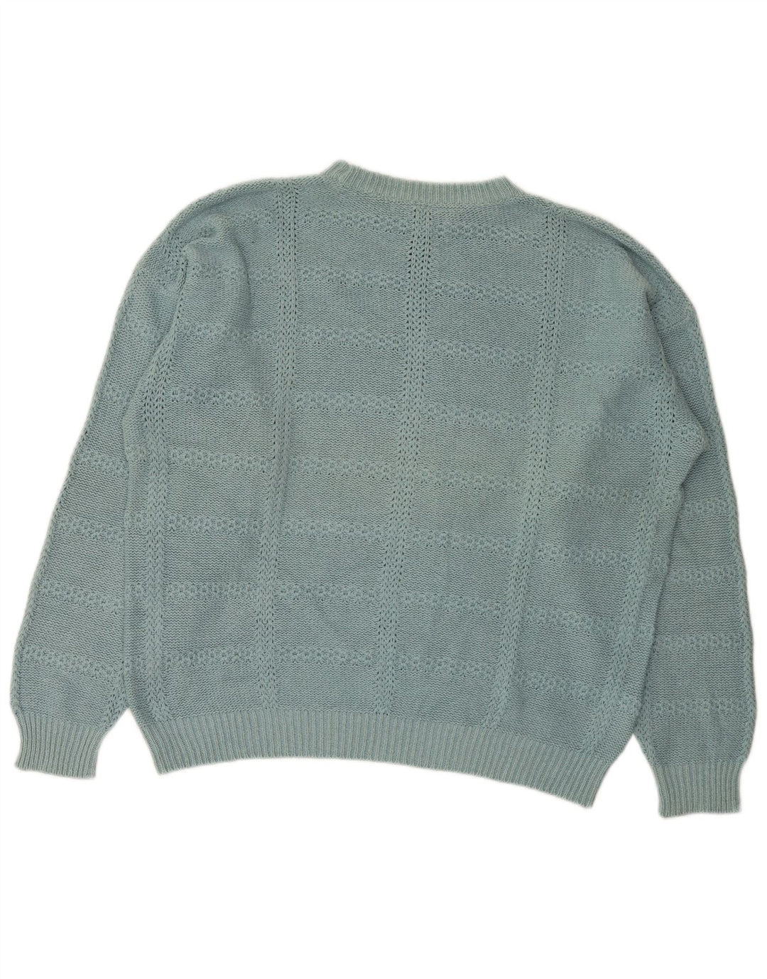 I Maschi Herren-Pullover mit Rundhalsausschnitt, Größe 50, mitteltürkis, gestreift, Seide