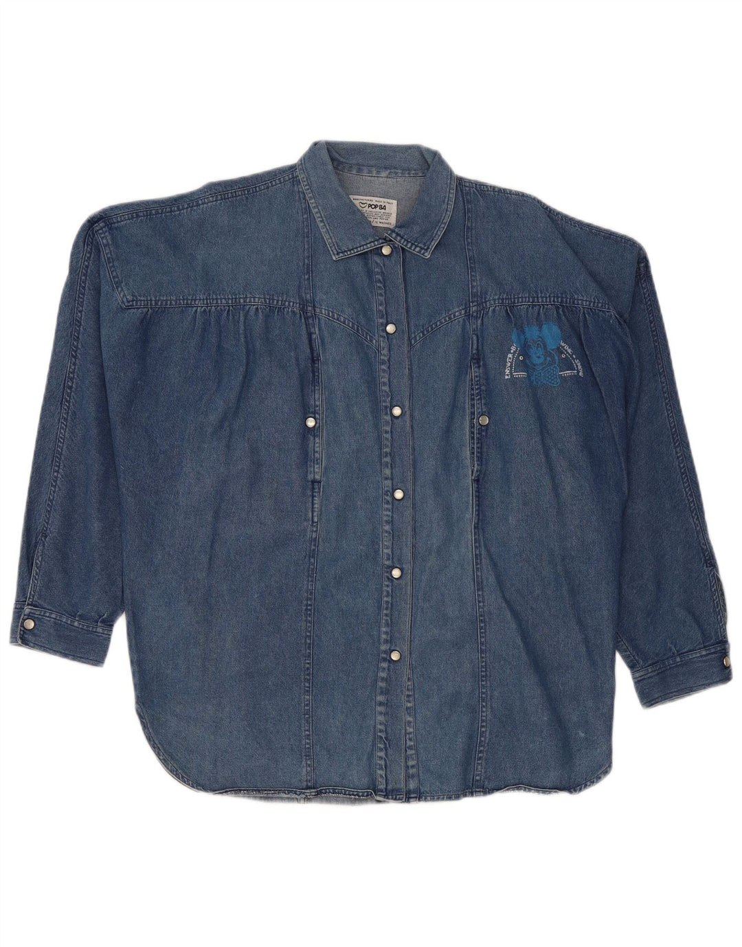 POP 84 Übergroßes Jeanshemd für Damen, UK 14, mittelblaue Baumwolle