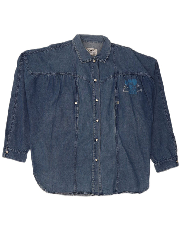 POP 84 Übergroßes Jeanshemd für Damen, UK 14, mittelblaue Baumwolle