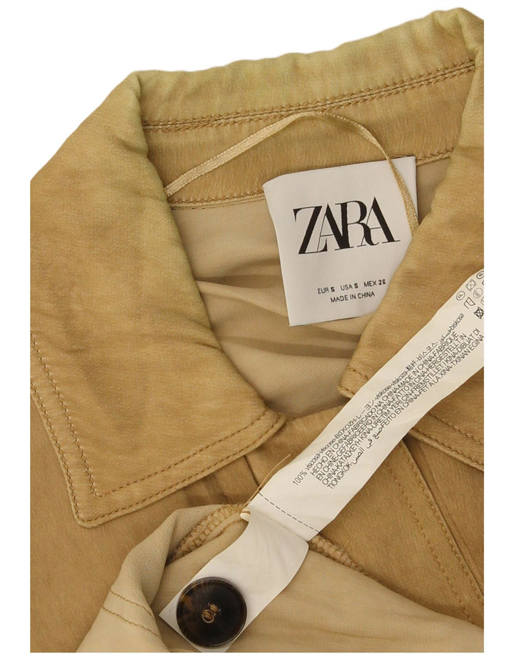 Zara Damen Utility-Jacke UK 10 Small Beige Viskose