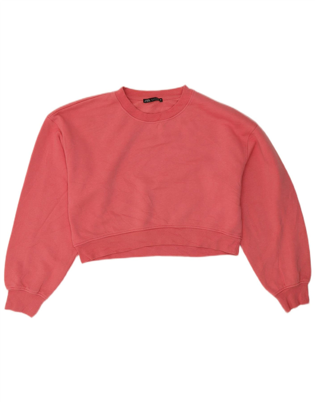 Zara Damen Crop Oversized Sweatshirt Pullover UK 10 Small Pink