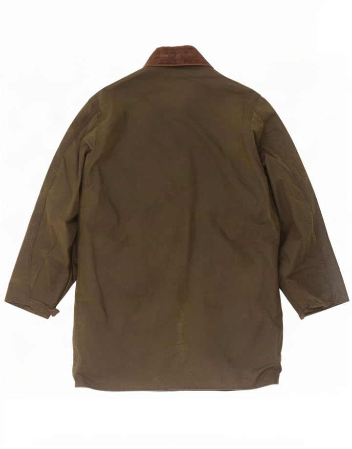 Barbour Herren-Jacke aus gewachster Baumwolle mit Rand, UK 40, mittlerer Khaki-Farbblock