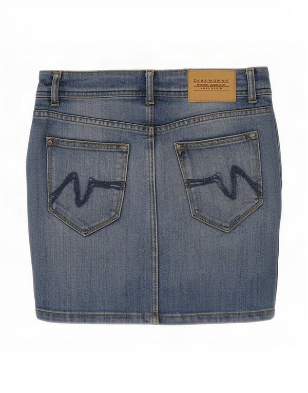 Zara Damen Mini-Jeansrock EU 36 XS W26 Blau