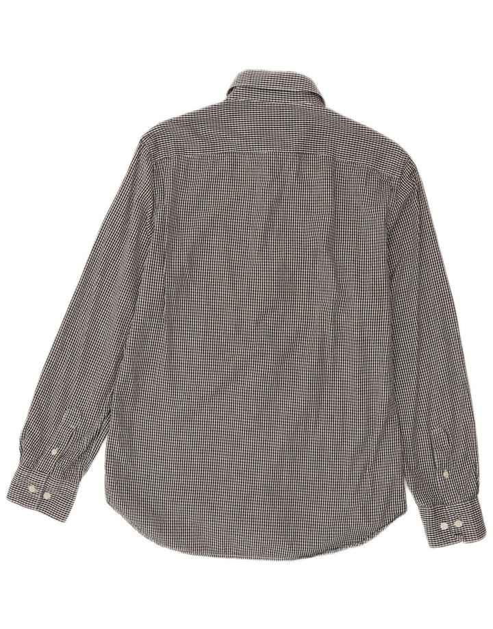 French Connection Herrenhemd aus mittelgrauer Gingham-Baumwolle