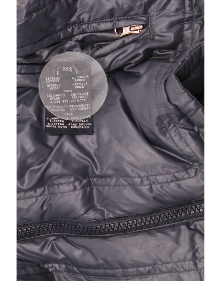 ADD Girls Hooded Reversible Padded Jacket 11-12 Years 2XS Grey Polyester Vintage ADD and Second-Hand ADD from Messina Hembry 