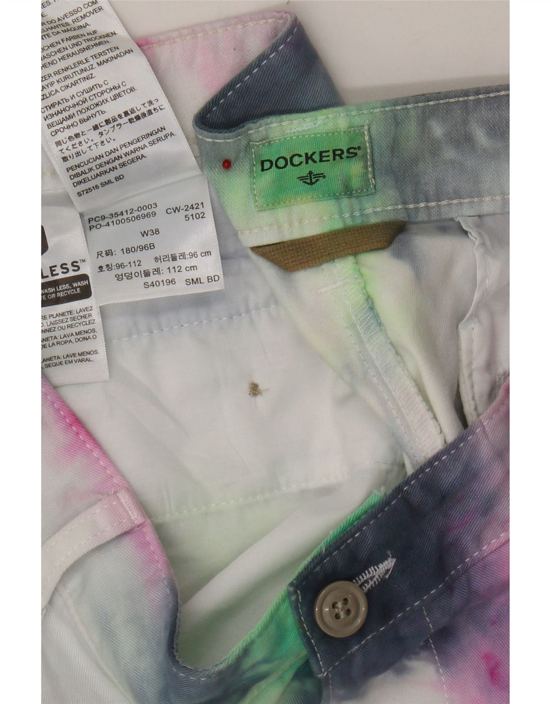 DOCKERS Mens Chino Shorts W38 XL Multicoloured Tie Dye Cotton Vintage Dockers and Second-Hand Dockers from Messina Hembry 