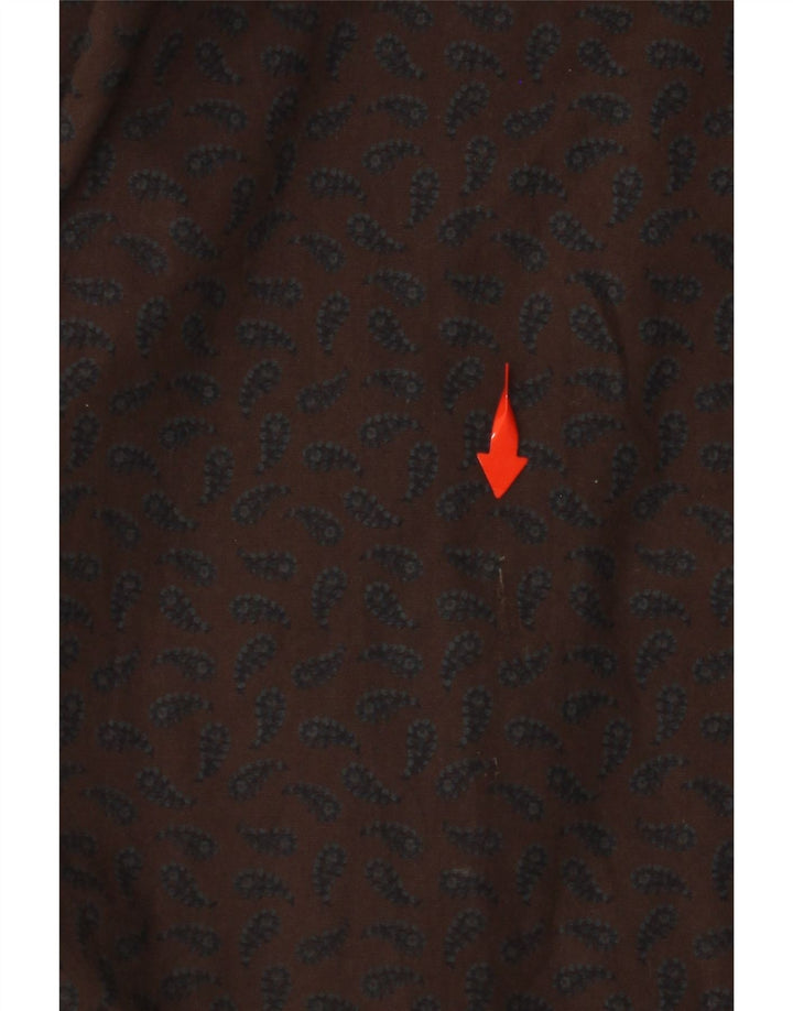 UNGARO Herrenhemd, groß, braune Paisley-Baumwolle