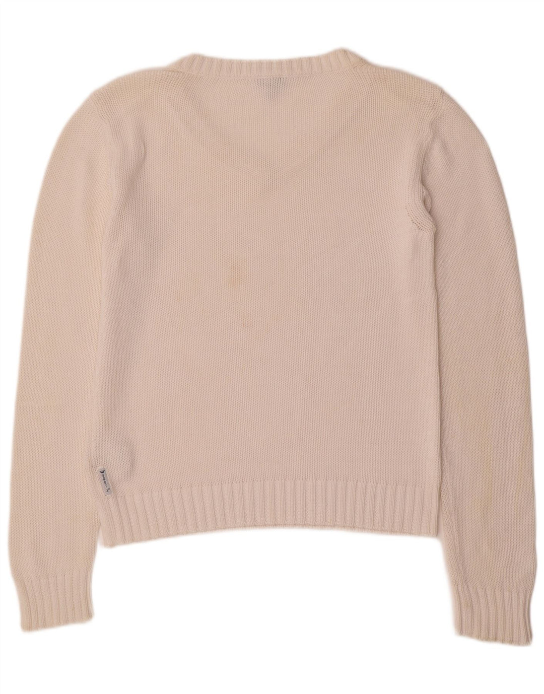 ARMANI JEANS Damen-Pullover mit V-Ausschnitt, UK 16, Größe L, weiße Baumwolle