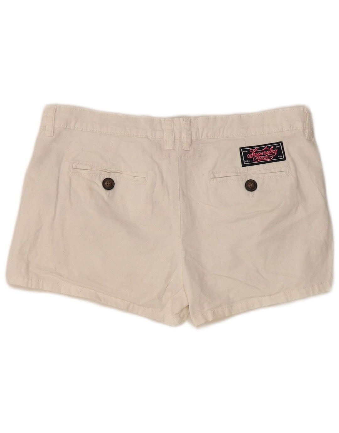 Superdry Damen Chinoshorts Medium W34 Weiße Baumwolle