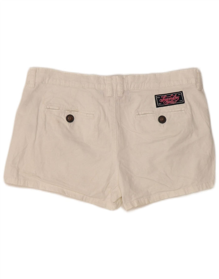 Superdry Damen Chinoshorts Medium W34 Weiße Baumwolle