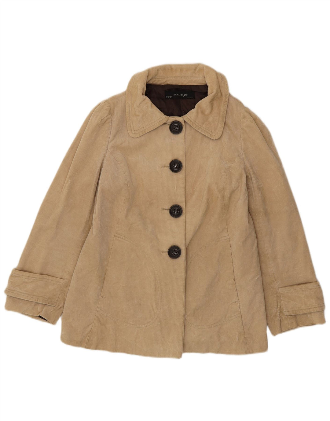 ZARA Damen Cordjacke UK 16 Large Beige Baumwolle