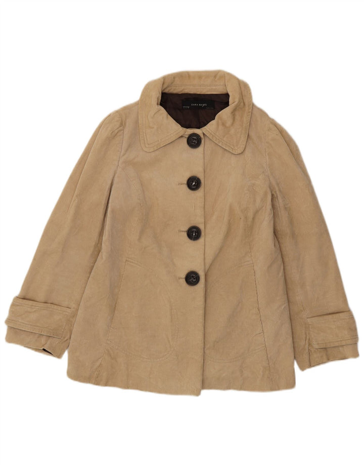 ZARA Damen Cordjacke UK 16 Large Beige Baumwolle