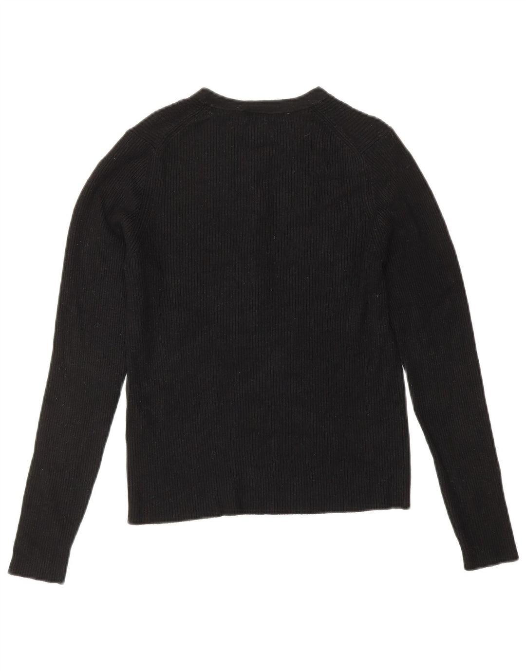 ZARA Damen Crop Button Neck Pullover Pullover UK 12 Mittelschwarze Viskose