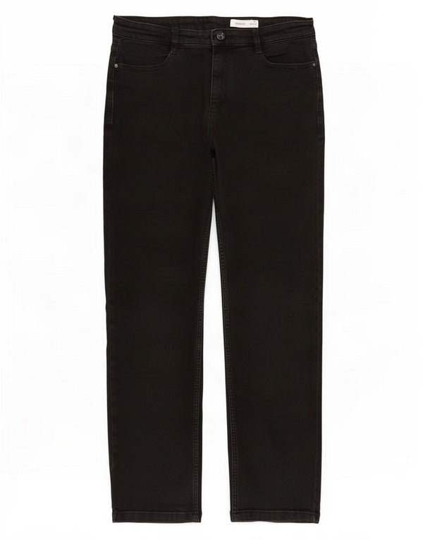 Marks & Spencer Damen Straight Jeans UK 16 Large W32 L29 Schwarze Baumwolle