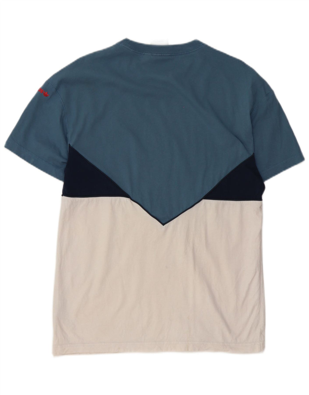 Adidas Herren T-Shirt Top Small Blau Colourblock Baumwolle