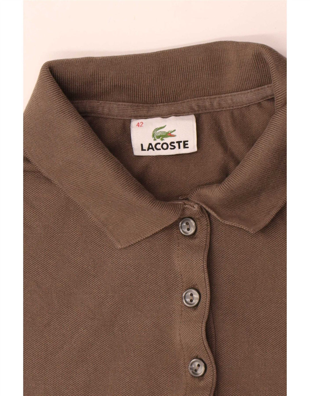 Lacoste Damen Poloshirt Größe 42 Large Braun