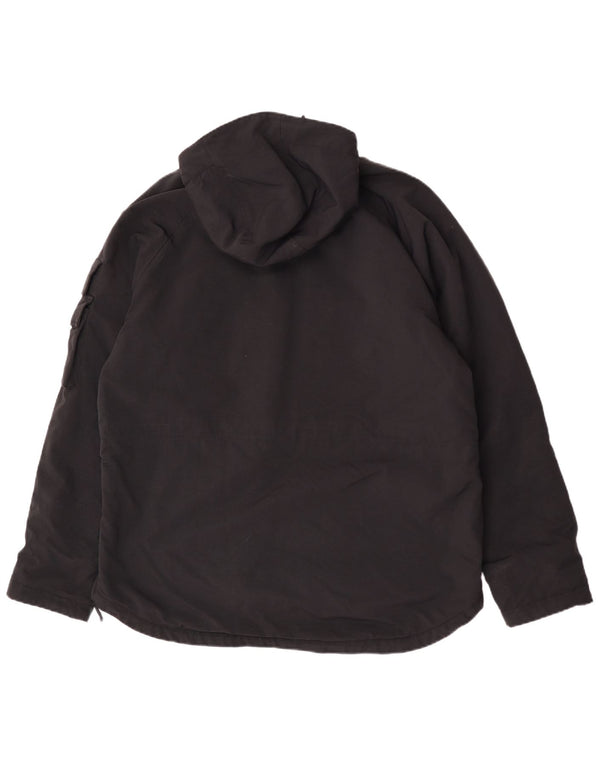 Woolrich Herren-Anorakjacke mit grafischer Kapuze, UK 42, XL, schwarzes Colourblock-Nylon