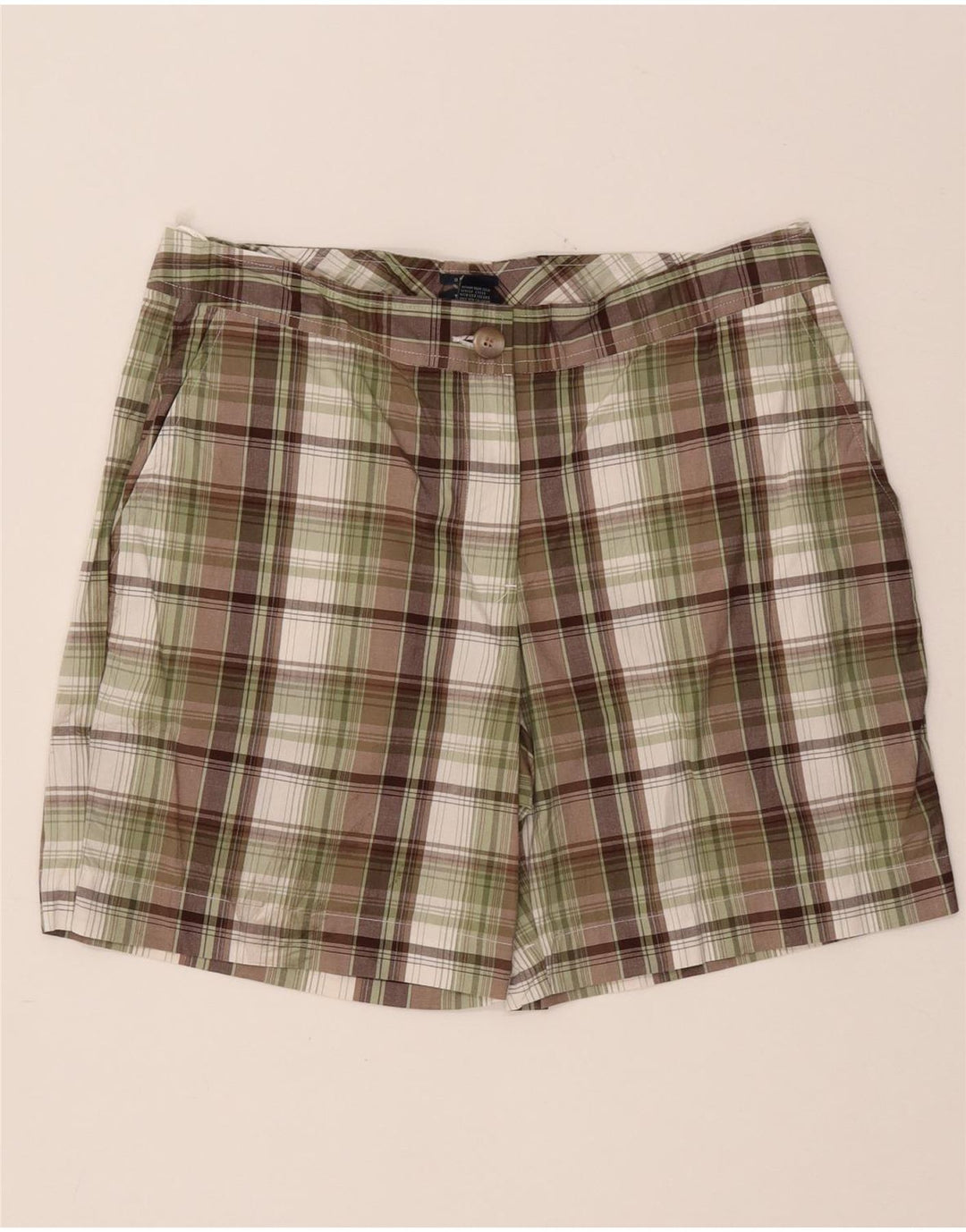 IZOD Damen Chino-Shorts US 8 Medium W32 Khaki Check Baumwolle