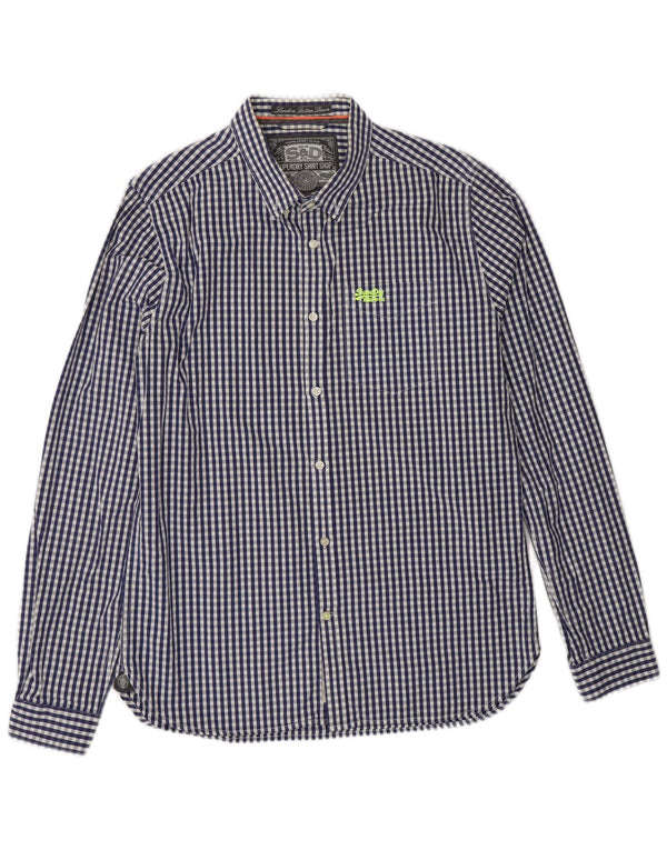 SUPERDRY Herren-Hemd, groß, marineblau, Gingham-Baumwolle