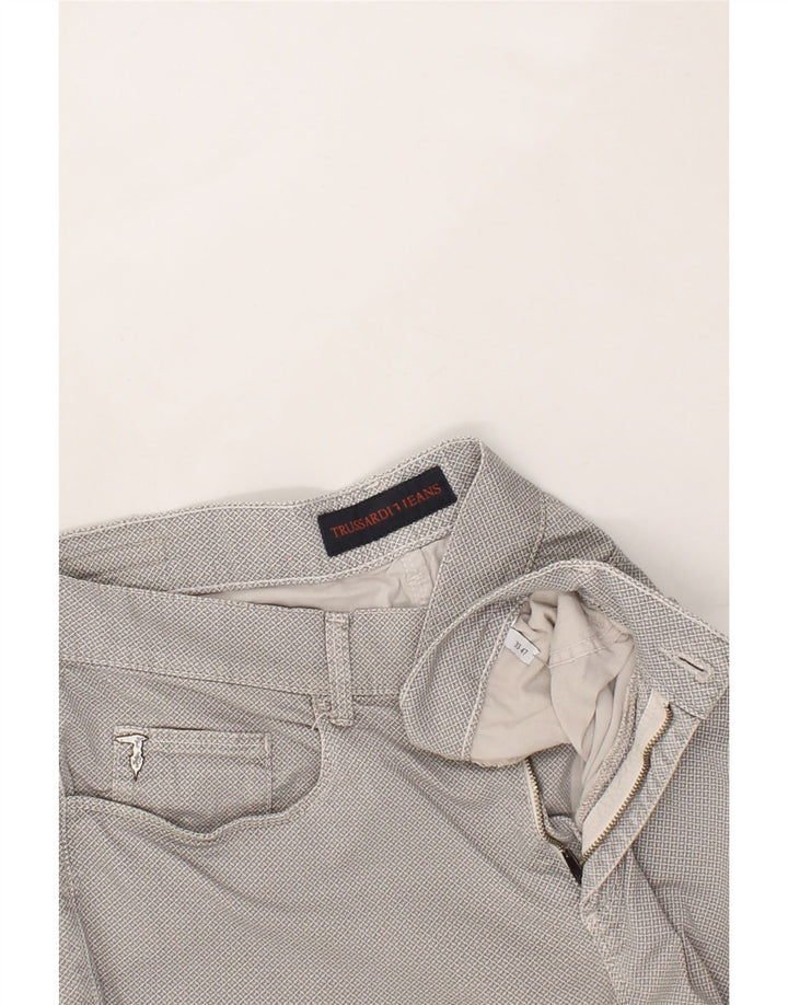 TRUSSARDI Mens Slim Cropped Trousers W33 L26 Grey Geometric Vintage Trussardi and Second-Hand Trussardi from Messina Hembry 