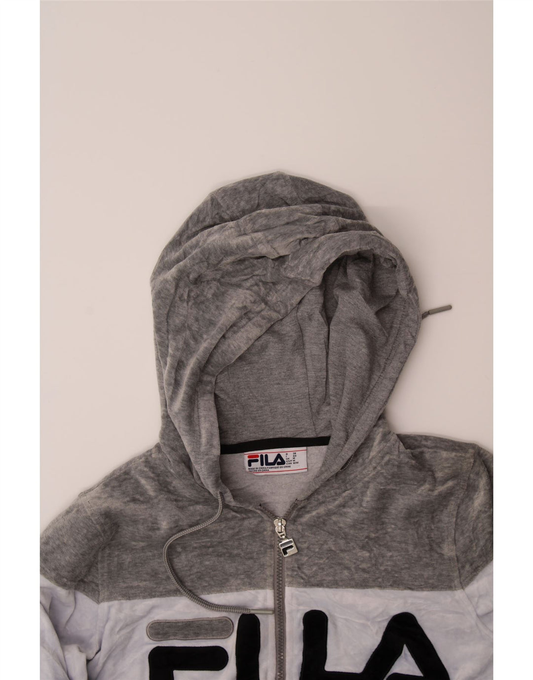 FILA Womens Graphic Zip Hoodie Sweater UK 14 Medium Multicoloured Vintage Fila and Second-Hand Fila from Messina Hembry 