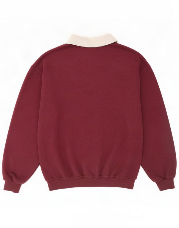 Mito Mens Polo Neck Sweatshirt Jumper Medium Burgundy