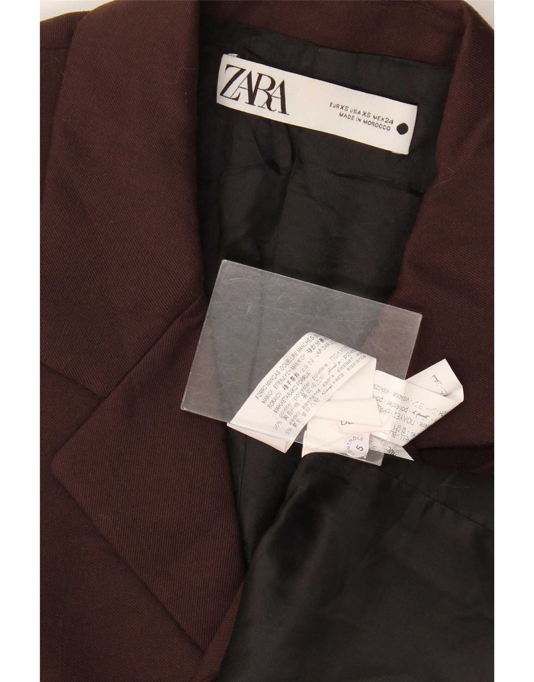 Zara Herren 2-Knopf-Blazerjacke UK 34 XS Braunes Polyester