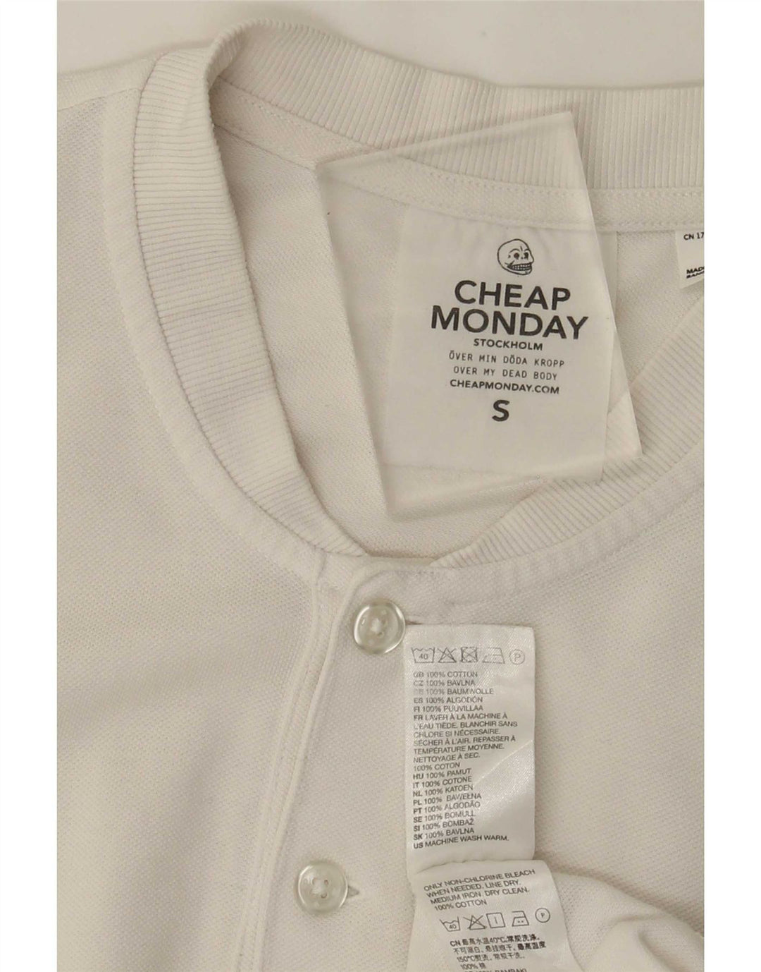 Cheap Monday Herren-T-Shirt-Oberteil, Größe S, aus weißer Baumwolle