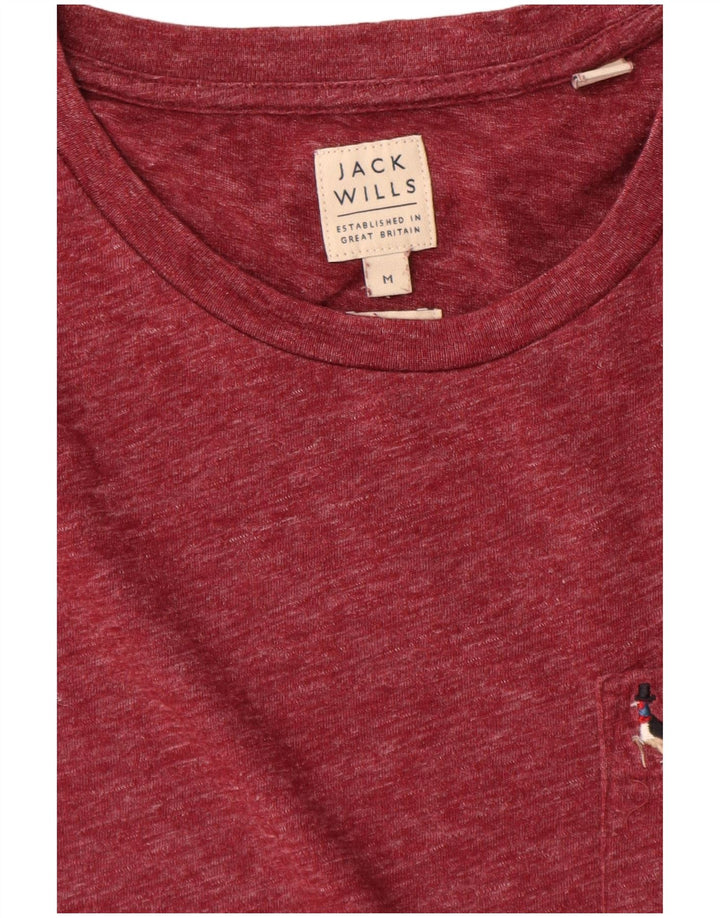 Jack Wills Herren T-Shirt-Oberteil aus Baumwolle in mittlerer Burgunderfarbe