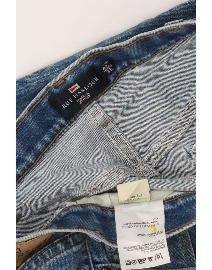 Marks & Spencer Herren Blue Harbor Straight Jeans W42 L31 Baumwolle
